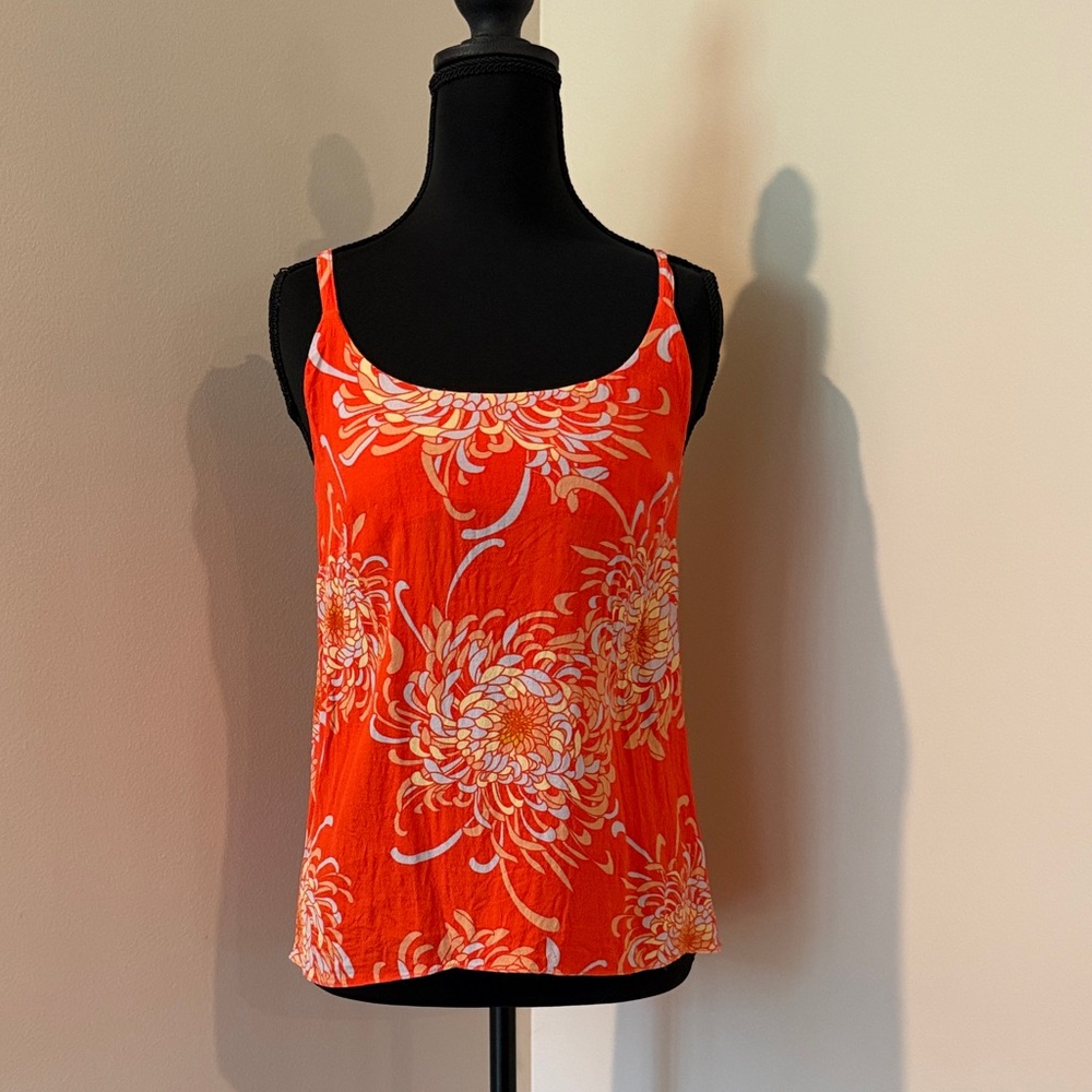CAbi Orange Floral Scoop Neck Camisole